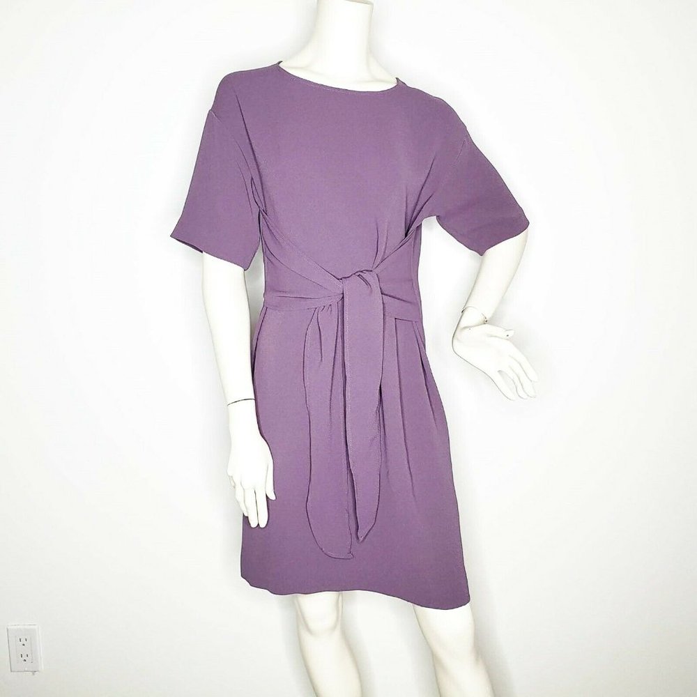 H&M  Purple Tie Front Short Sleeve Dress